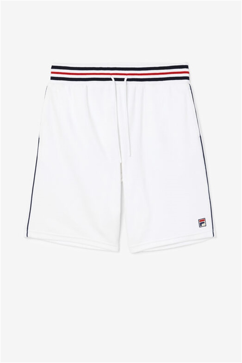 White / Navy Men\'s Fila Estudio Velour Shorts | Saudi Arabia-275043