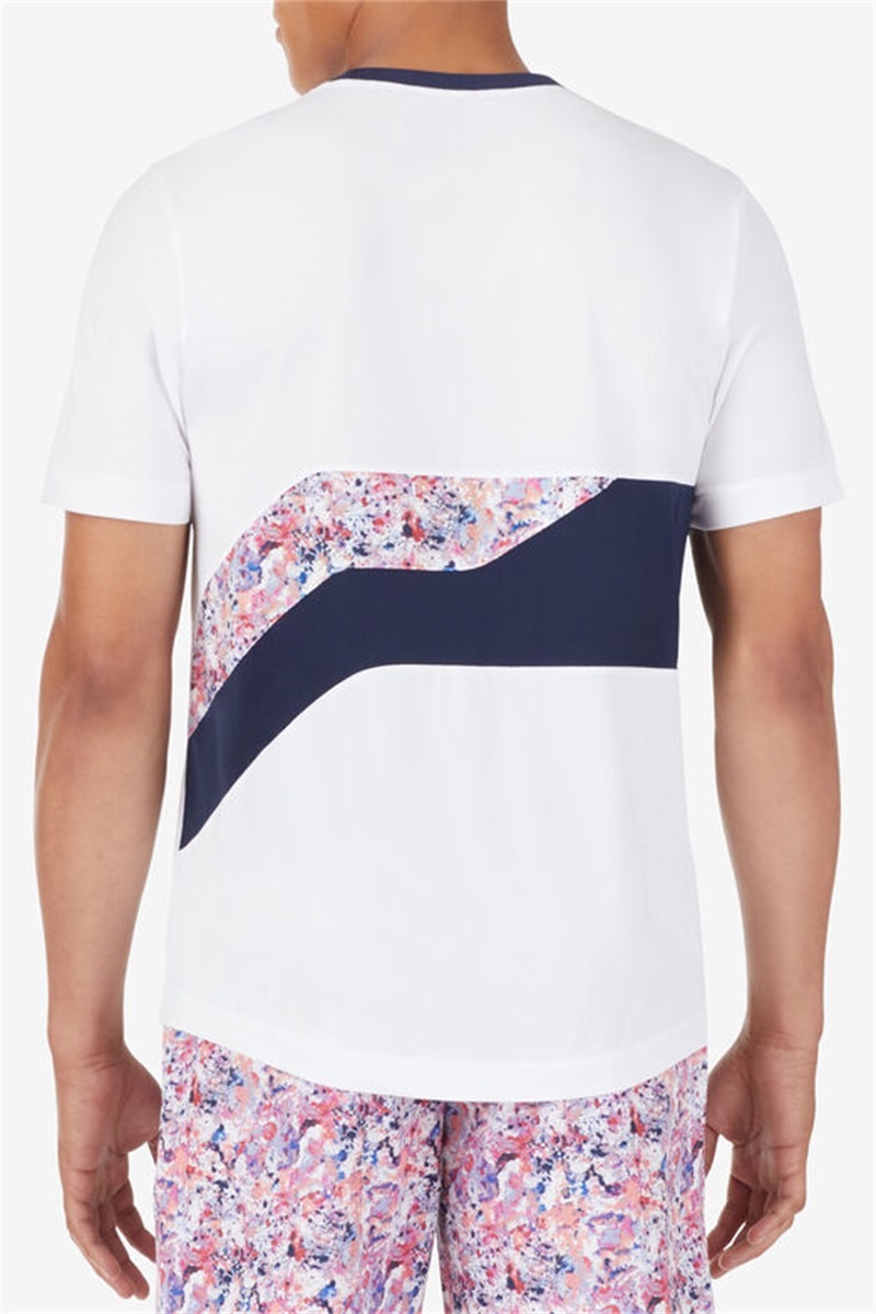 White / Navy Men's Fila Solar Power Short Sleeve Speed Crew Shirts | Saudi Arabia-326941