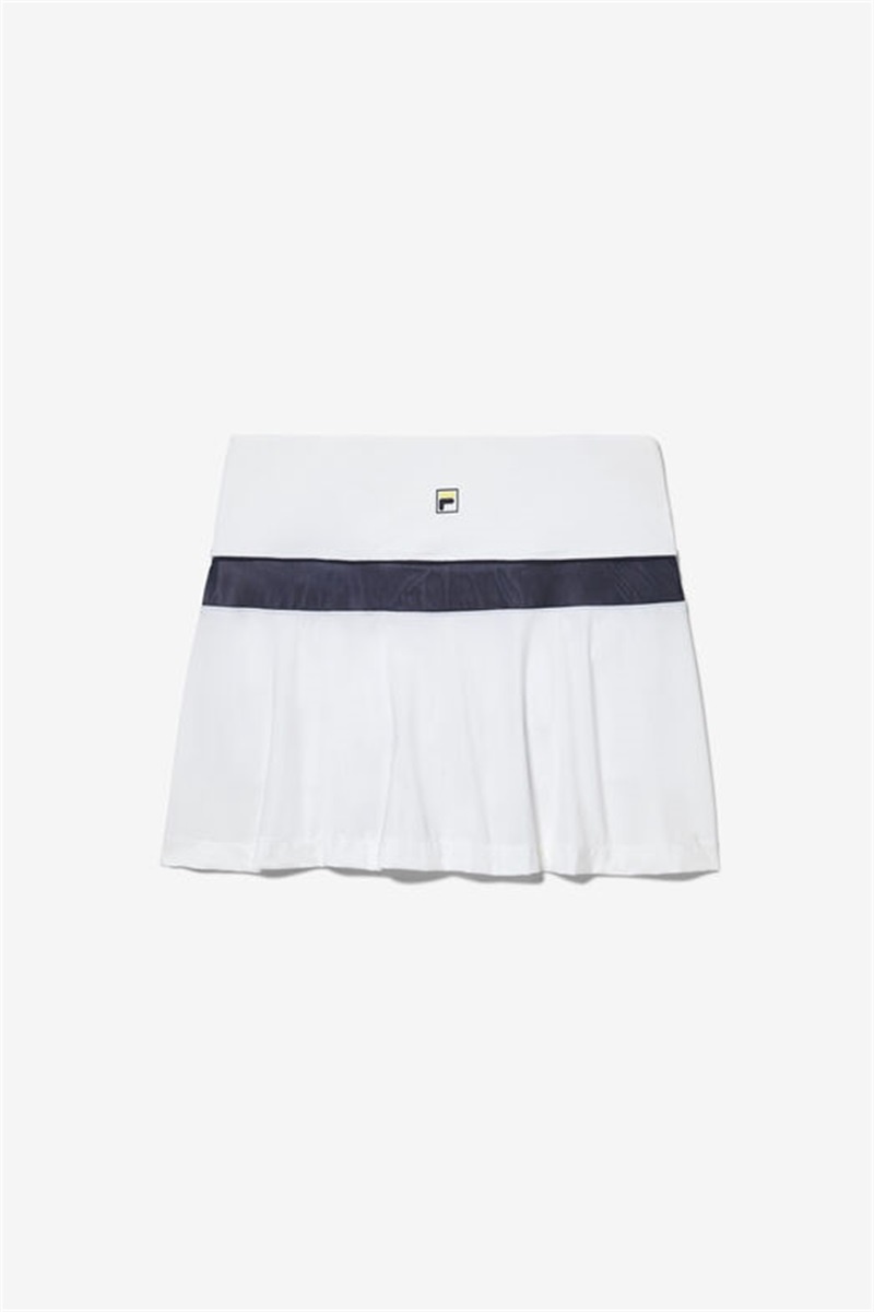 White / Navy Women's Fila Alley Flirty Skirts | Saudi Arabia-186403