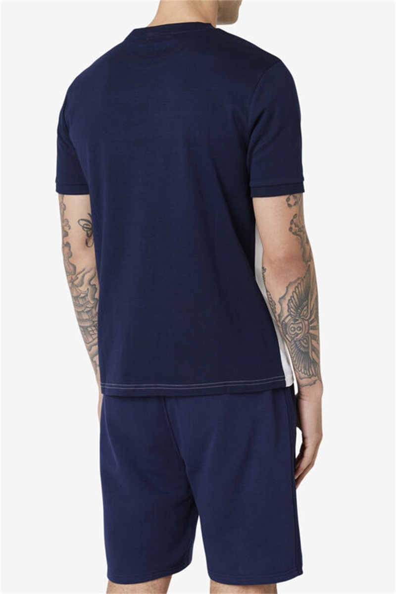 White / Navy / Blue / Red Men's Fila Exempt Crew Tops | Saudi Arabia-641273