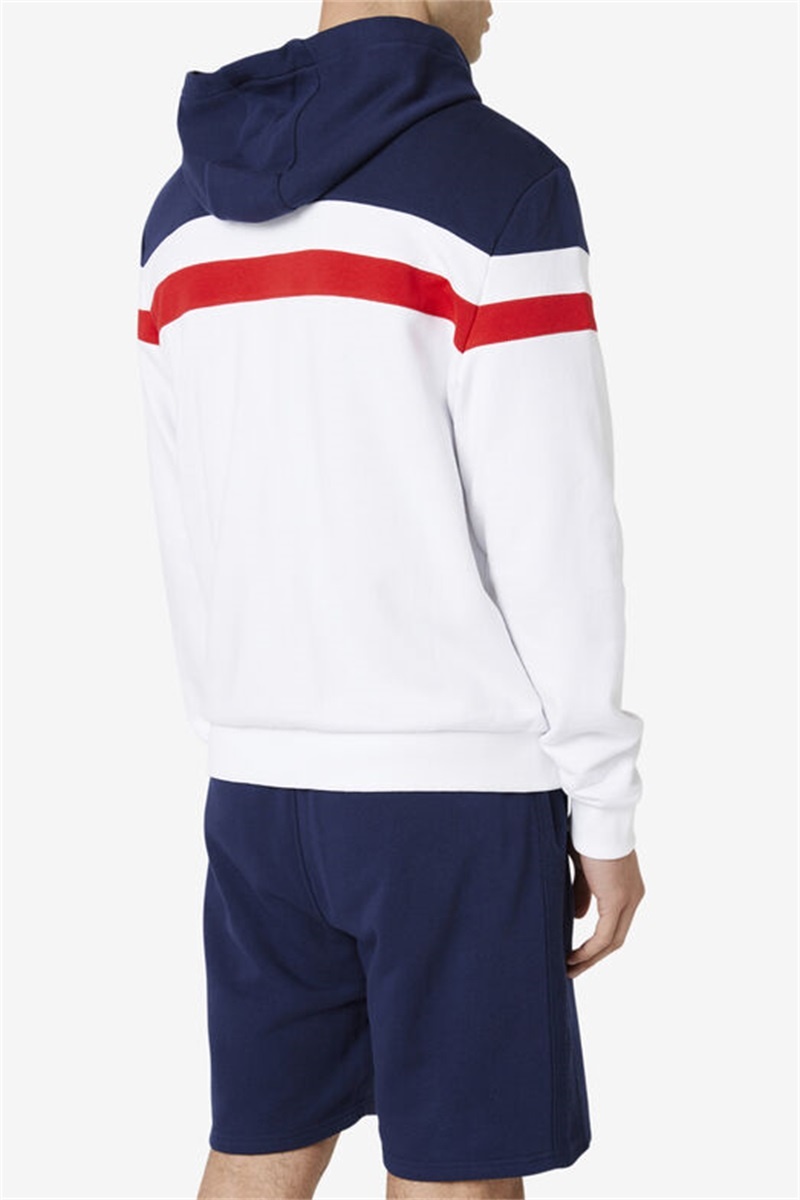 White / Navy / Red Men's Fila Arlo Hoodie | Saudi Arabia-284576