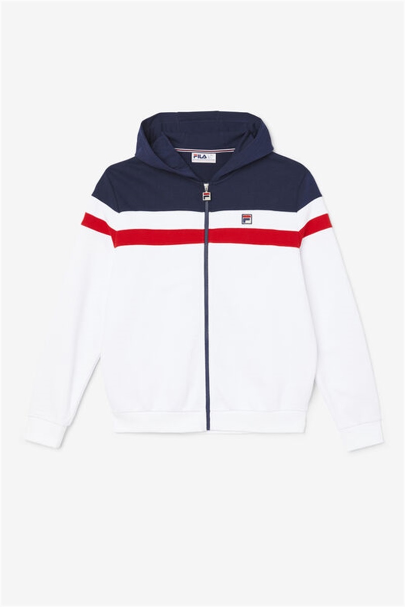 White / Navy / Red Men\'s Fila Arlo Hoodie | Saudi Arabia-284576