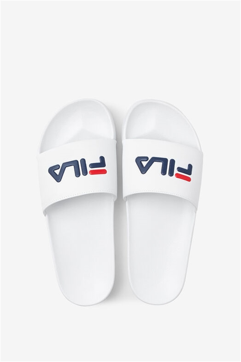 White / Navy / Red Men's Fila Drifter Slides | Saudi Arabia-725430