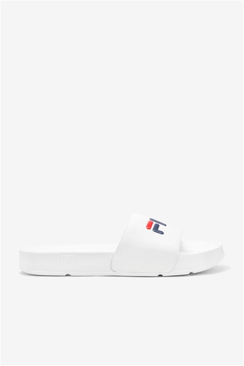 White / Navy / Red Men\'s Fila Drifter Slides | Saudi Arabia-725430