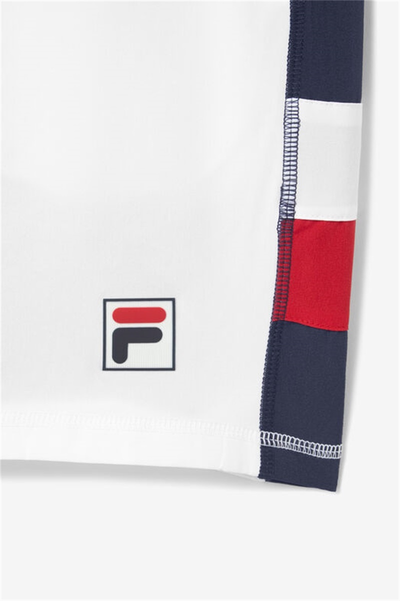 White / Navy / Red Men's Fila Essentials H Stretch Woven Shorts | Saudi Arabia-870453