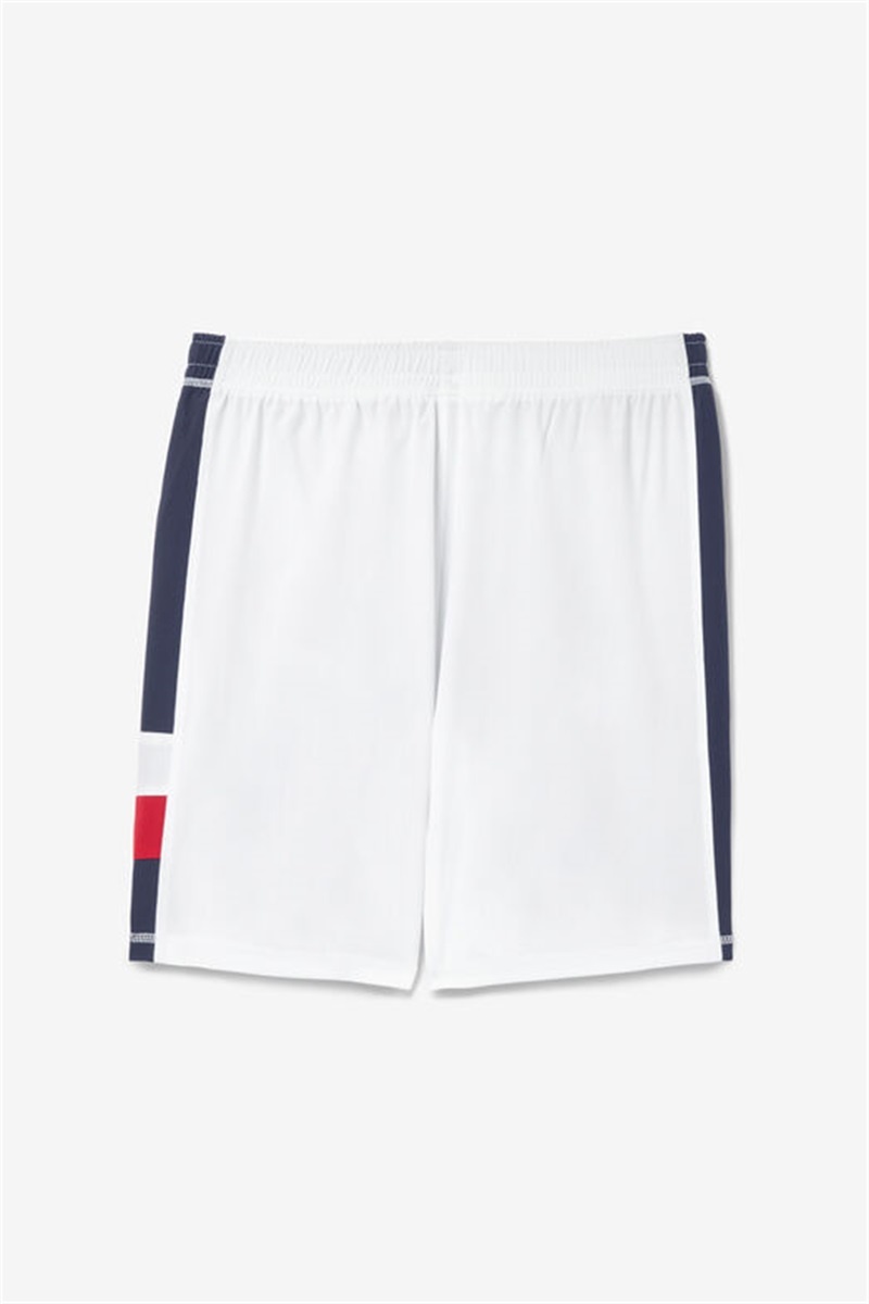 White / Navy / Red Men's Fila Essentials H Stretch Woven Shorts | Saudi Arabia-870453