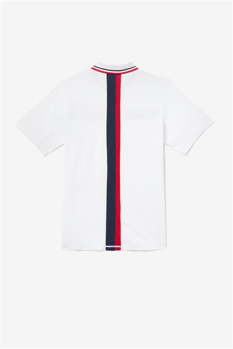 White / Navy / Red Men's Fila Essentials H Polo Shirts | Saudi Arabia-634572