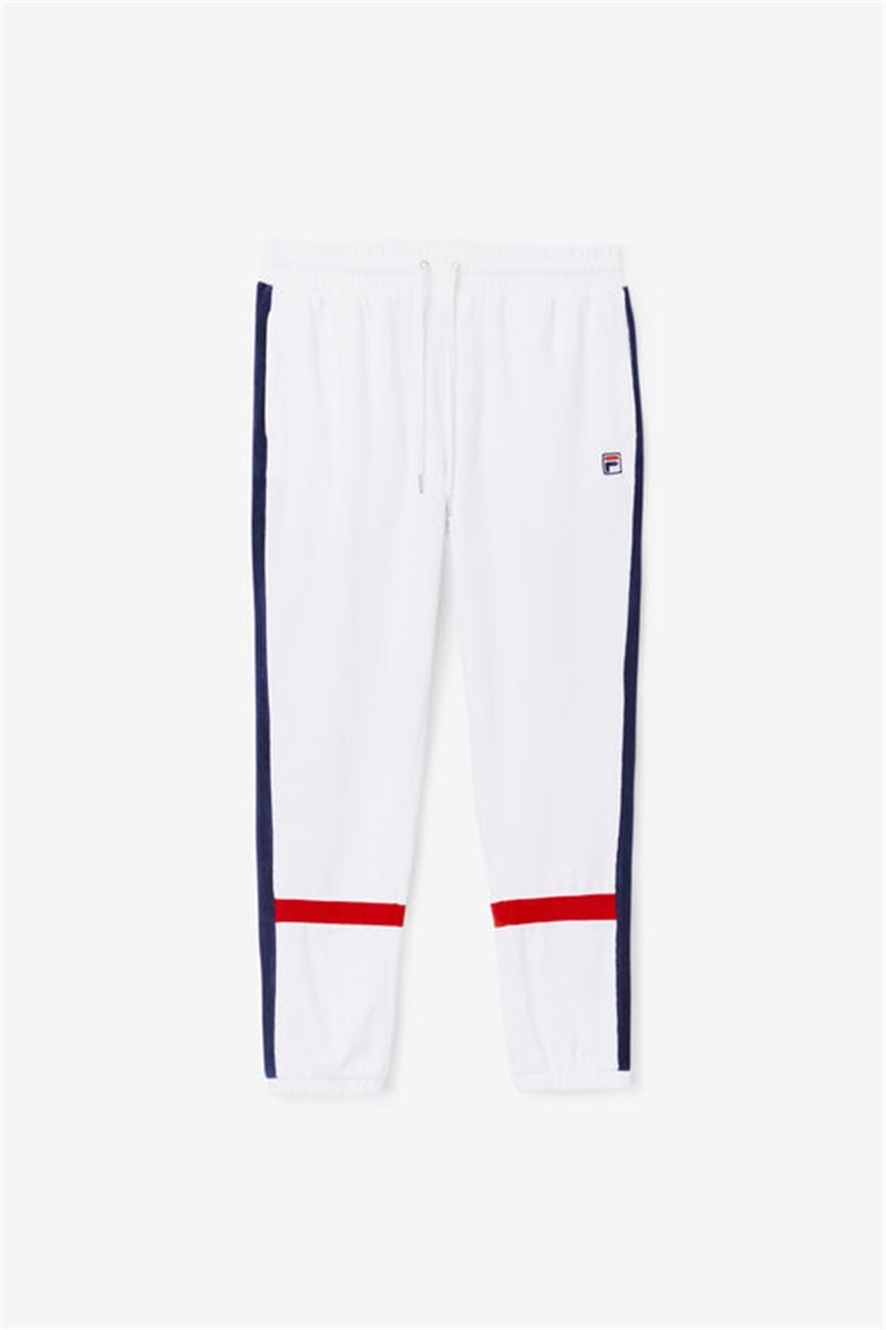 White / Navy / Red Men\'s Fila Ravid Velour Pants | Saudi Arabia-756248