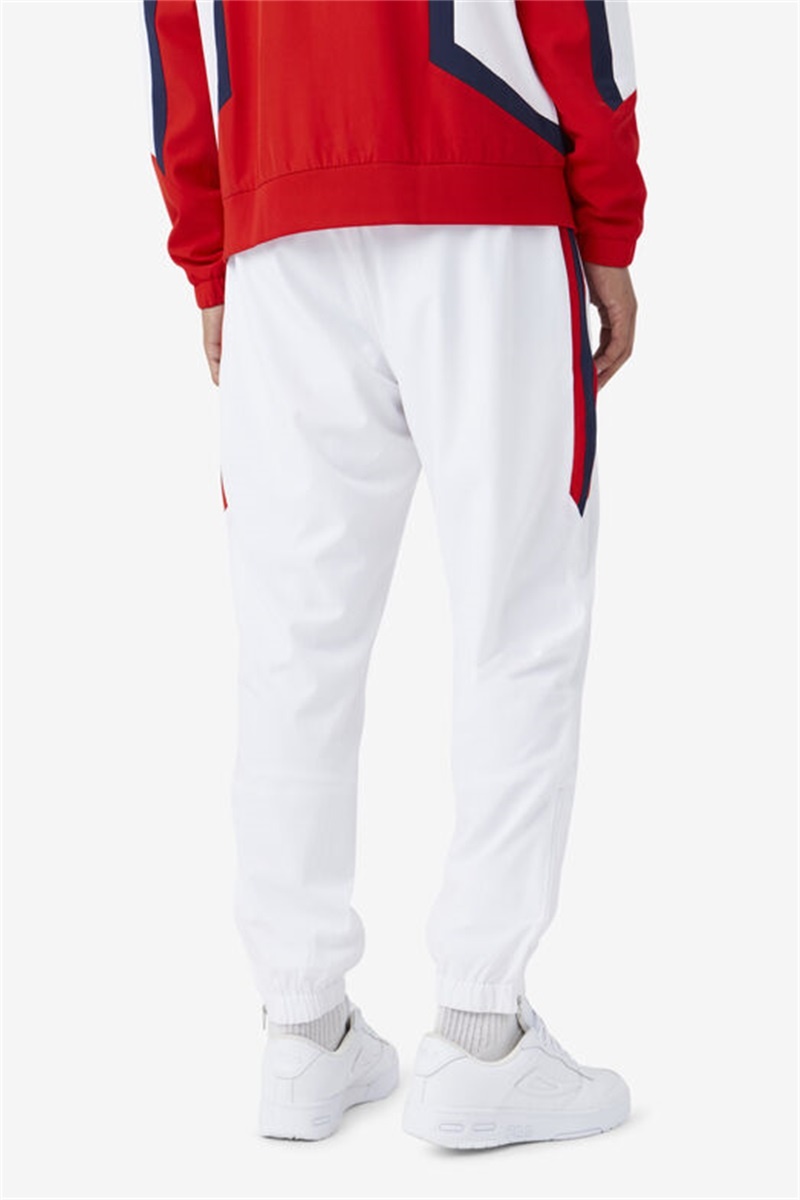 White / Navy / Red Men's Fila Sanz Wind Pants | Saudi Arabia-208397