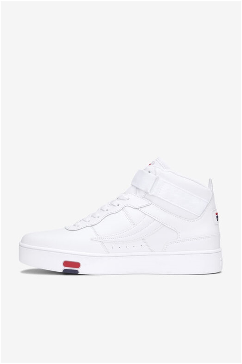 White / Navy / Red Men's Fila V-10 Lux Sneakers | Saudi Arabia-798042