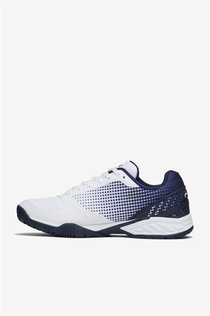 White / Navy / Red Men's Fila Volley Zone Pickleball Shoes | Saudi Arabia-835409