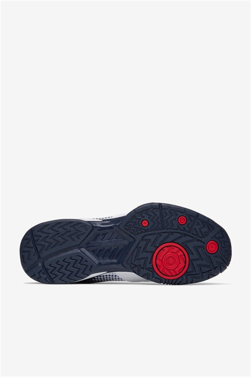 White / Navy / Red Men's Fila Volley Zone Pickleball Shoes | Saudi Arabia-835409