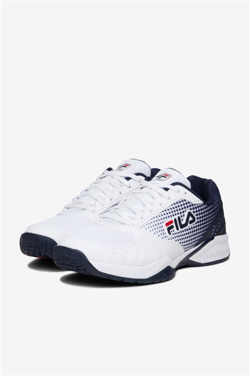White / Navy / Red Men's Fila Volley Zone Pickleball Shoes | Saudi Arabia-835409