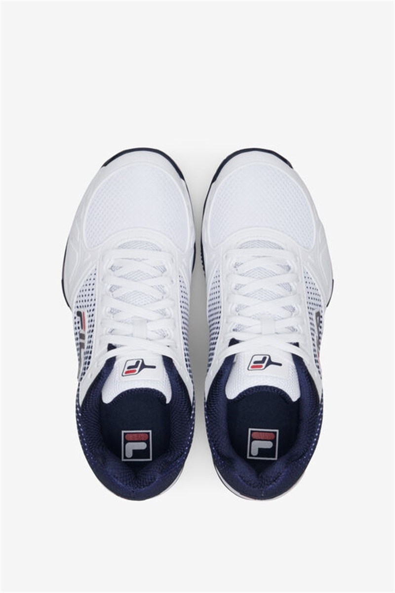 White / Navy / Red Men's Fila Volley Zone Pickleball Shoes | Saudi Arabia-835409