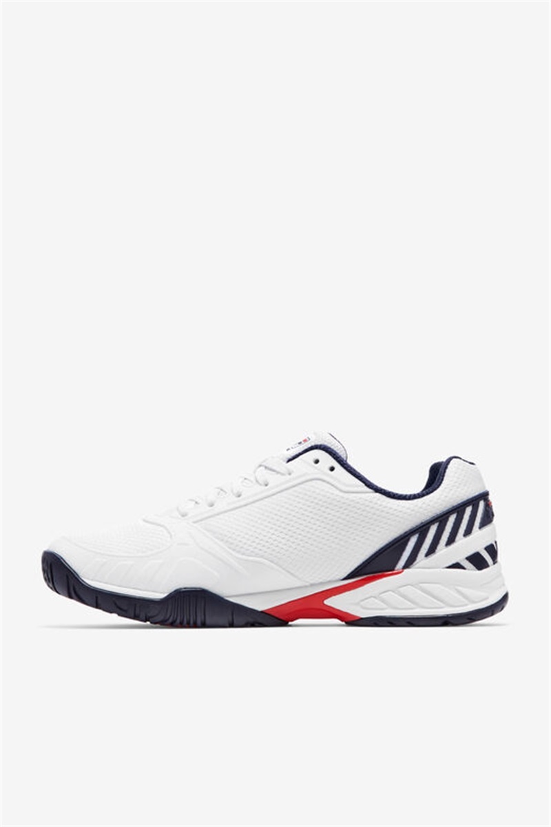 White / Navy / Red Men's Fila Volley Zone Pickleball Shoes | Saudi Arabia-592701