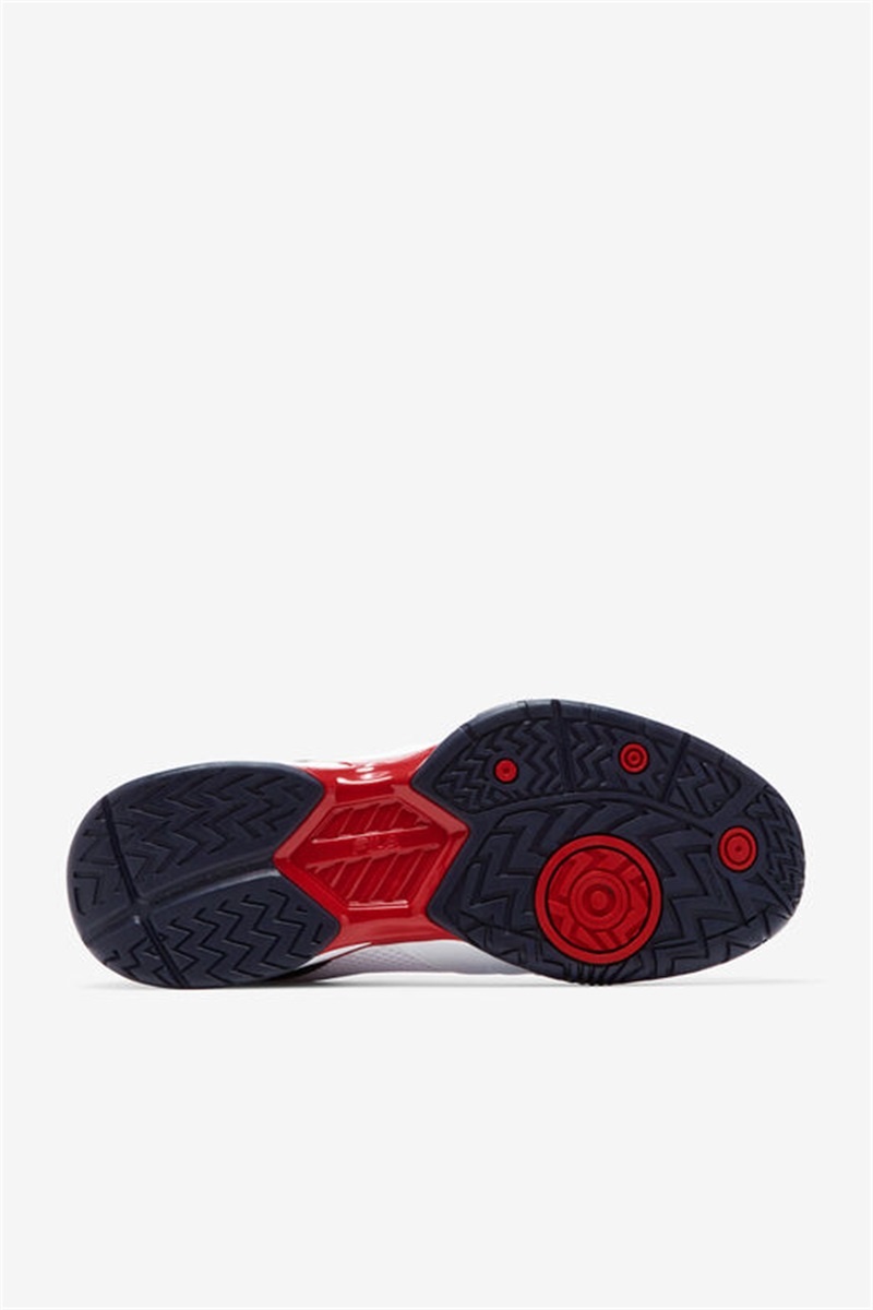 White / Navy / Red Men's Fila Volley Zone Pickleball Shoes | Saudi Arabia-592701