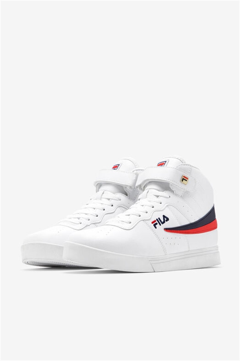 White / Navy / Red Men's Fila Vulc 13 Sneakers | Saudi Arabia-314569