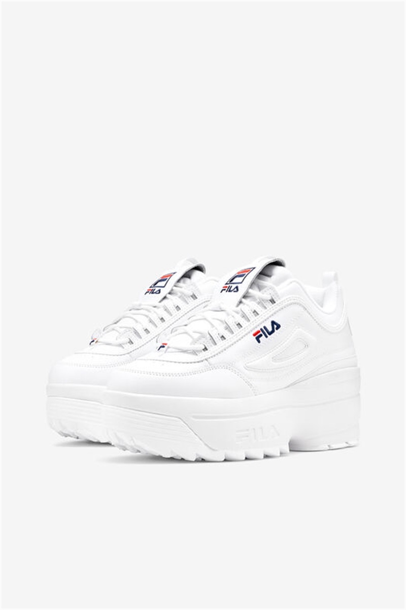 White / Navy / Red Women's Fila Disruptor 2 Wedge Shoes | Saudi Arabia-456709