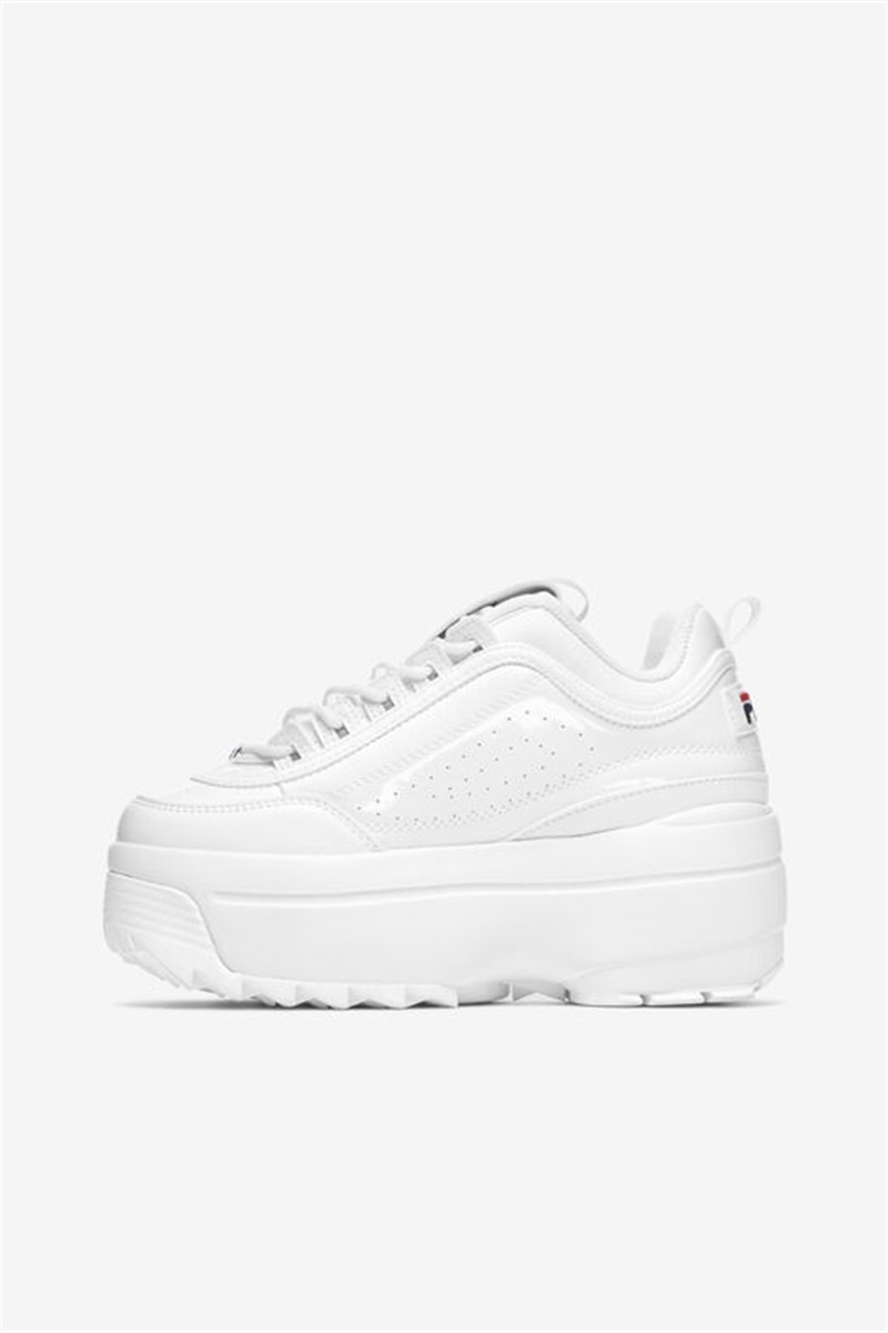 White / Navy / Red Women's Fila Disruptor 2 Wedge Patent Shoes | Saudi Arabia-193564