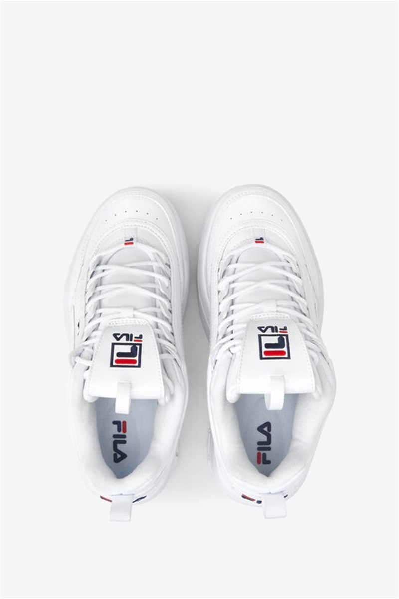White / Navy / Red Women's Fila Disruptor 2 Wedge Patent Shoes | Saudi Arabia-193564