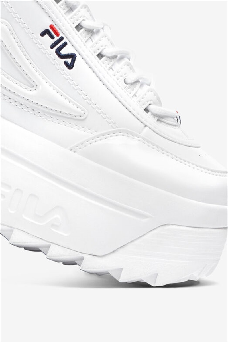 White / Navy / Red Women's Fila Disruptor 2 Wedge Patent Shoes | Saudi Arabia-193564