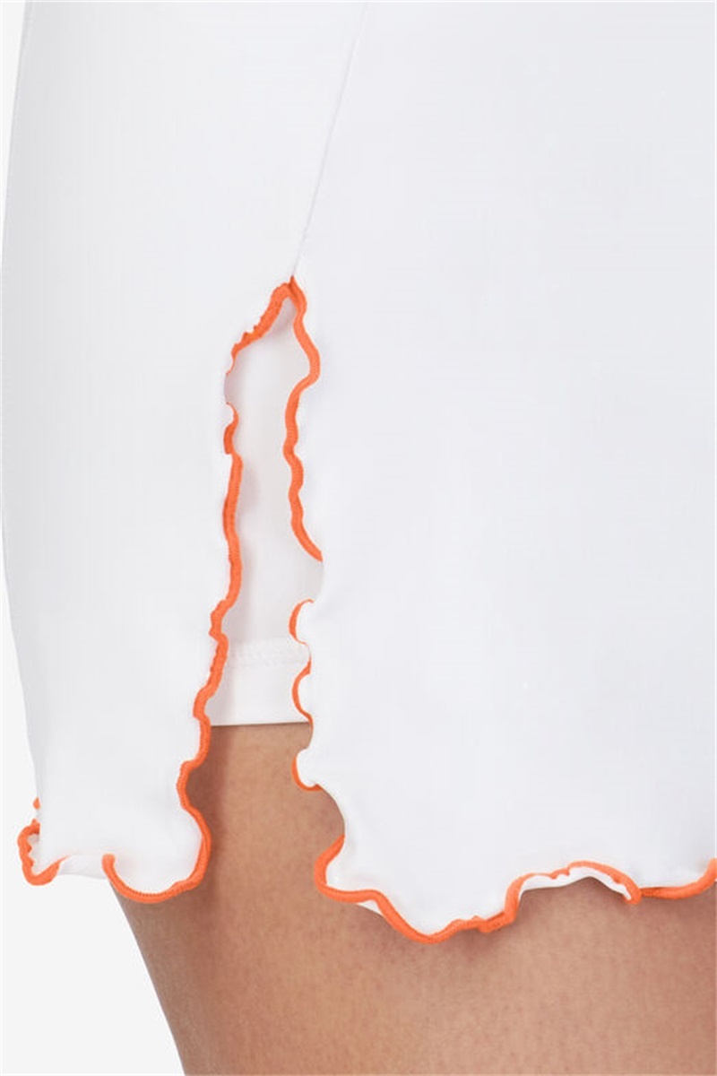White / Orange Women's Fila Groundbreaker Slit Skirts | Saudi Arabia-397015