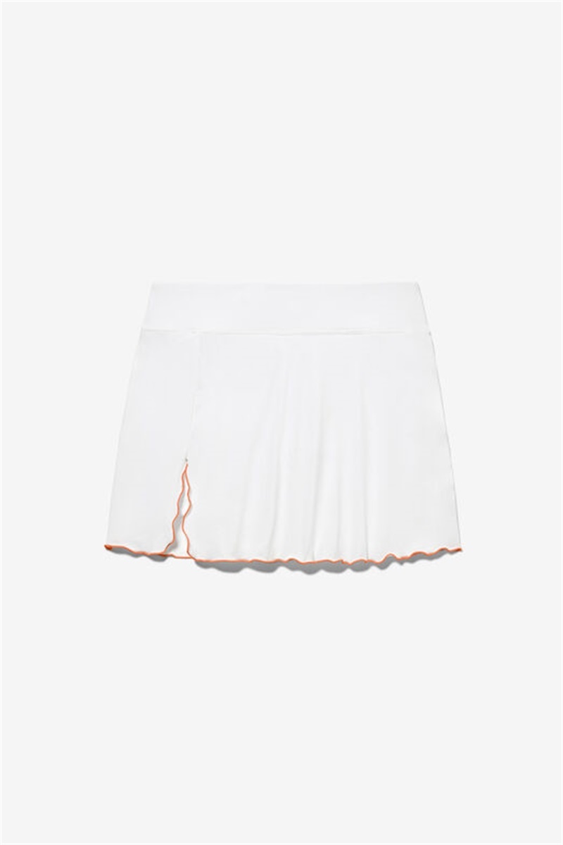 White / Orange Women\'s Fila Groundbreaker Slit Skirts | Saudi Arabia-397015