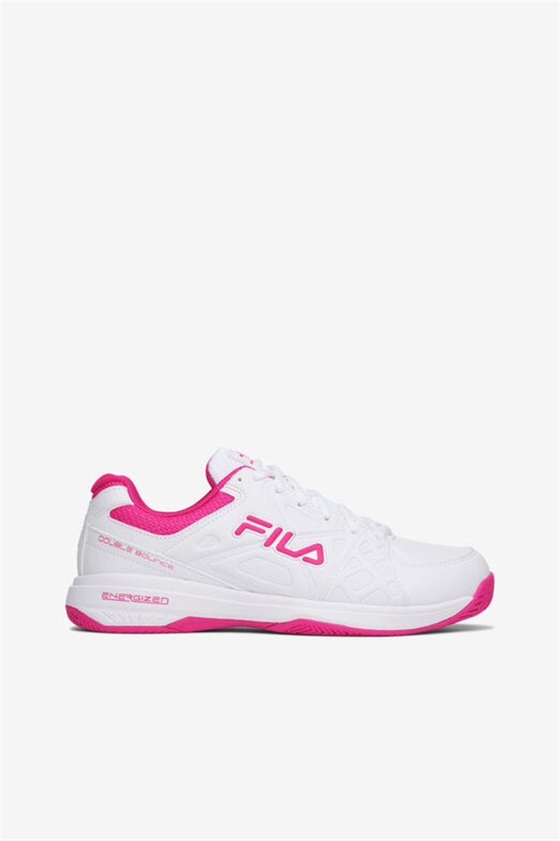 White / Pink Women\'s Fila Double Bounce 3 Pickleball Shoes | Saudi Arabia-246130