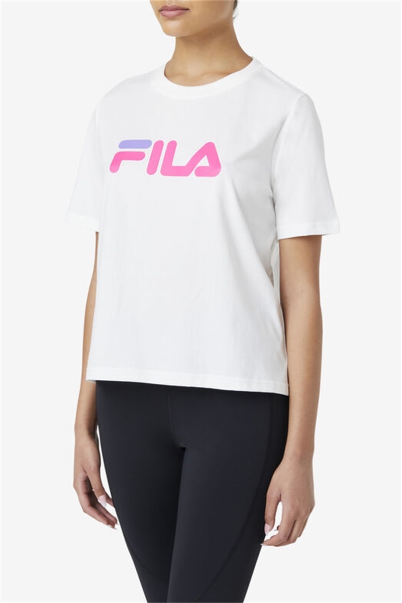 White / Pink / Purple Women's Fila Miss Eagle Tee | Saudi Arabia-874062