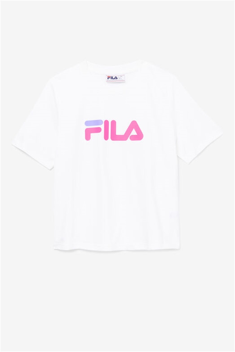 White / Pink / Purple Women\'s Fila Miss Eagle Tee | Saudi Arabia-874062