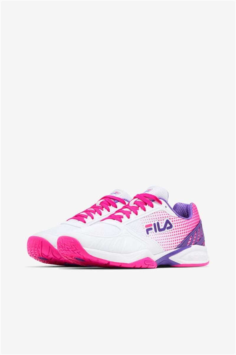 White / Pink / Purple Women's Fila Volley Zone Pickleball Shoes | Saudi Arabia-136527