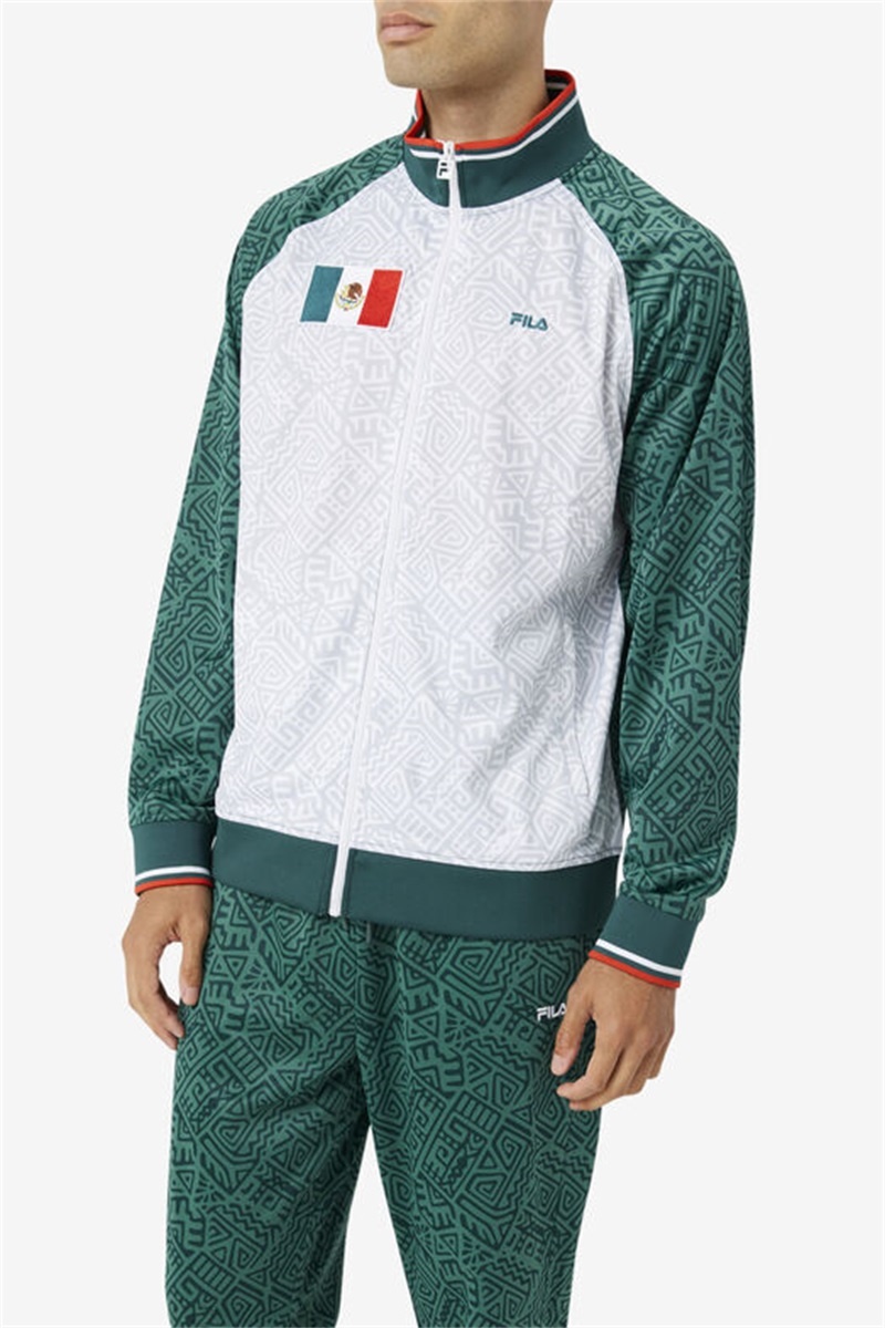 White / Red Men's Fila Mexico Track Jackets | Saudi Arabia-524976