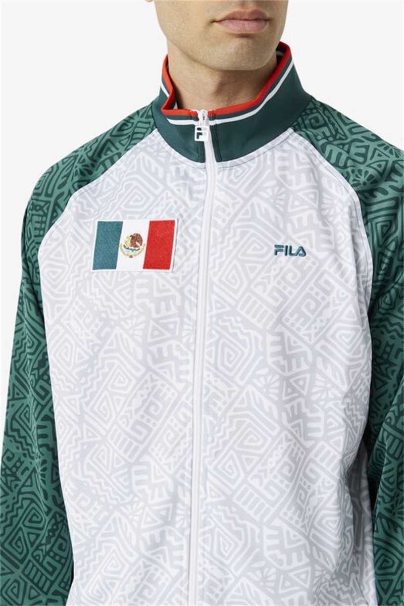 White / Red Men's Fila Mexico Track Jackets | Saudi Arabia-524976