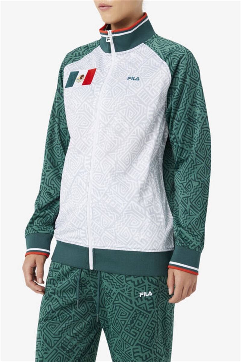 White / Red Men's Fila Mexico Track Jackets | Saudi Arabia-524976