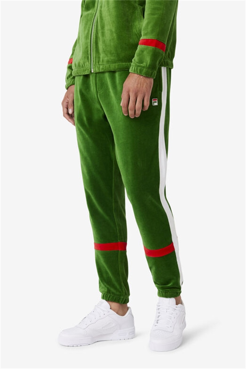 White / Red Men's Fila Ravid Velour Pants | Saudi Arabia-704619