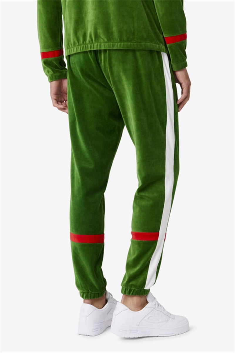White / Red Men's Fila Ravid Velour Pants | Saudi Arabia-704619