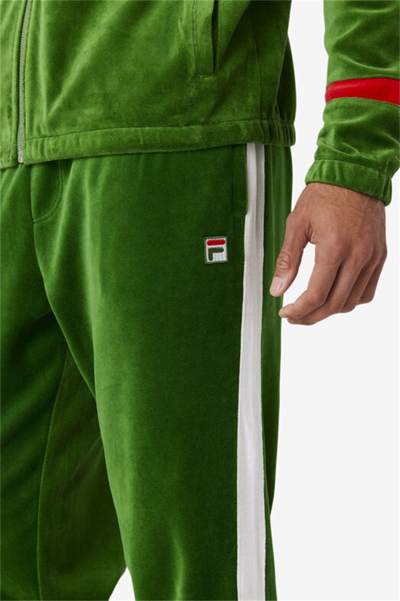 White / Red Men's Fila Ravid Velour Pants | Saudi Arabia-704619