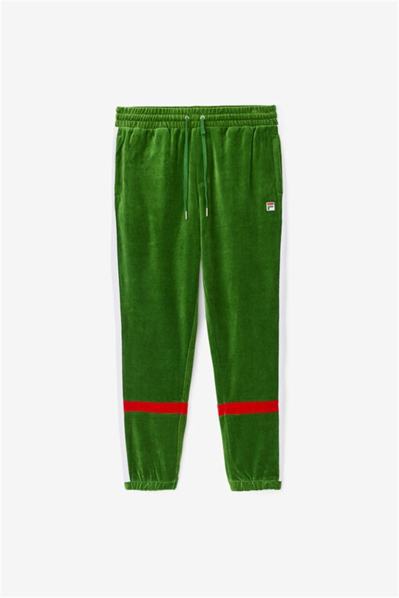 White / Red Men\'s Fila Ravid Velour Pants | Saudi Arabia-704619