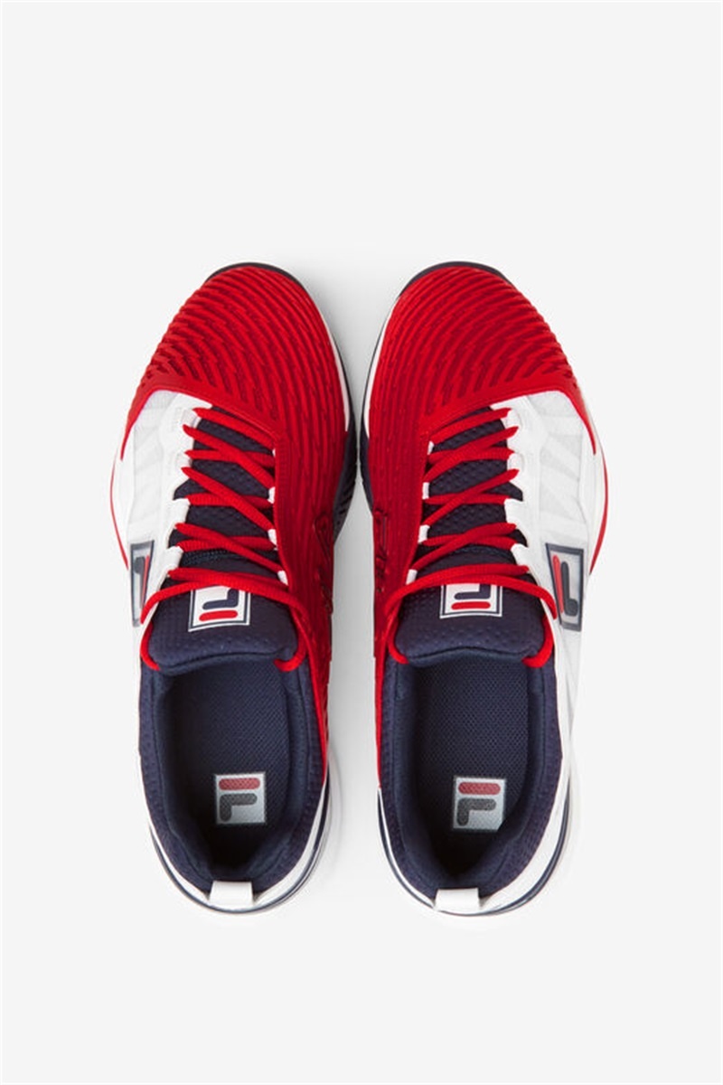 White / Red / Navy Men's Fila Speedserve Energized Tennis Shoes | Saudi Arabia-360897