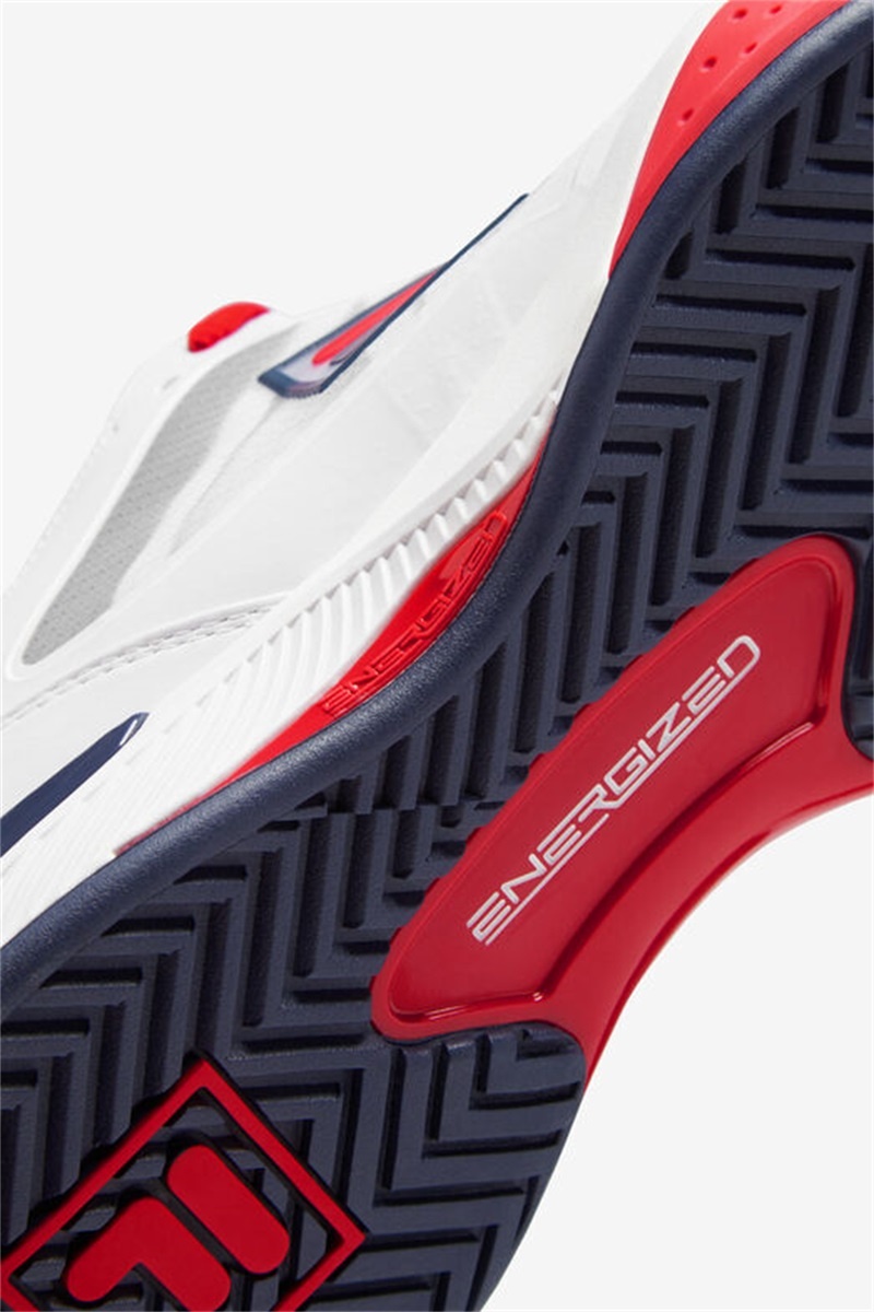 White / Red / Navy Men's Fila Speedserve Energized Tennis Shoes | Saudi Arabia-360897