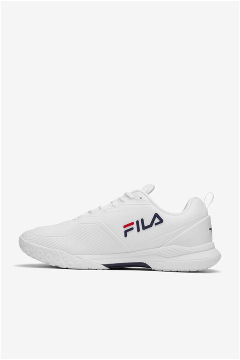 White / Red / Navy Men's Fila Volley Burst Pickleball Shoes | Saudi Arabia-452781