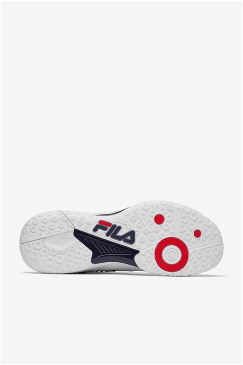 White / Red / Navy Men's Fila Volley Burst Pickleball Shoes | Saudi Arabia-452781