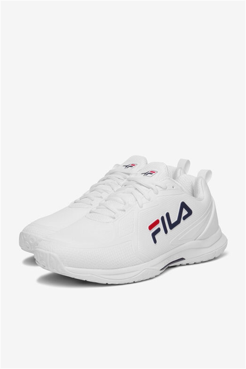 White / Red / Navy Men's Fila Volley Burst Pickleball Shoes | Saudi Arabia-452781