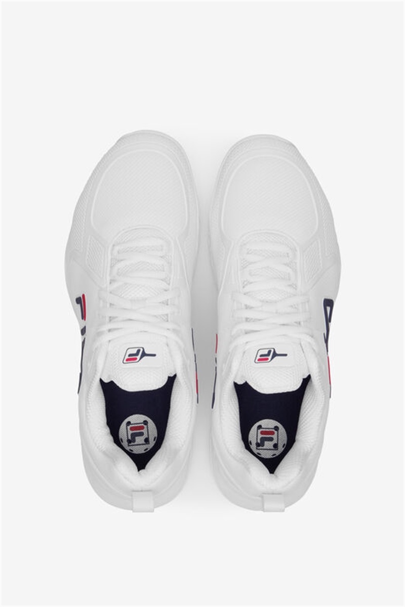 White / Red / Navy Men's Fila Volley Burst Pickleball Shoes | Saudi Arabia-452781