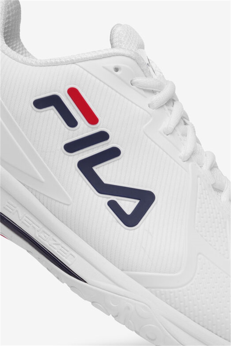 White / Red / Navy Men's Fila Volley Burst Pickleball Shoes | Saudi Arabia-452781