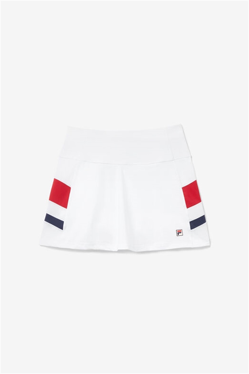 White / Red / Navy Women\'s Fila Essentials H Flirty Skirts | Saudi Arabia-954027