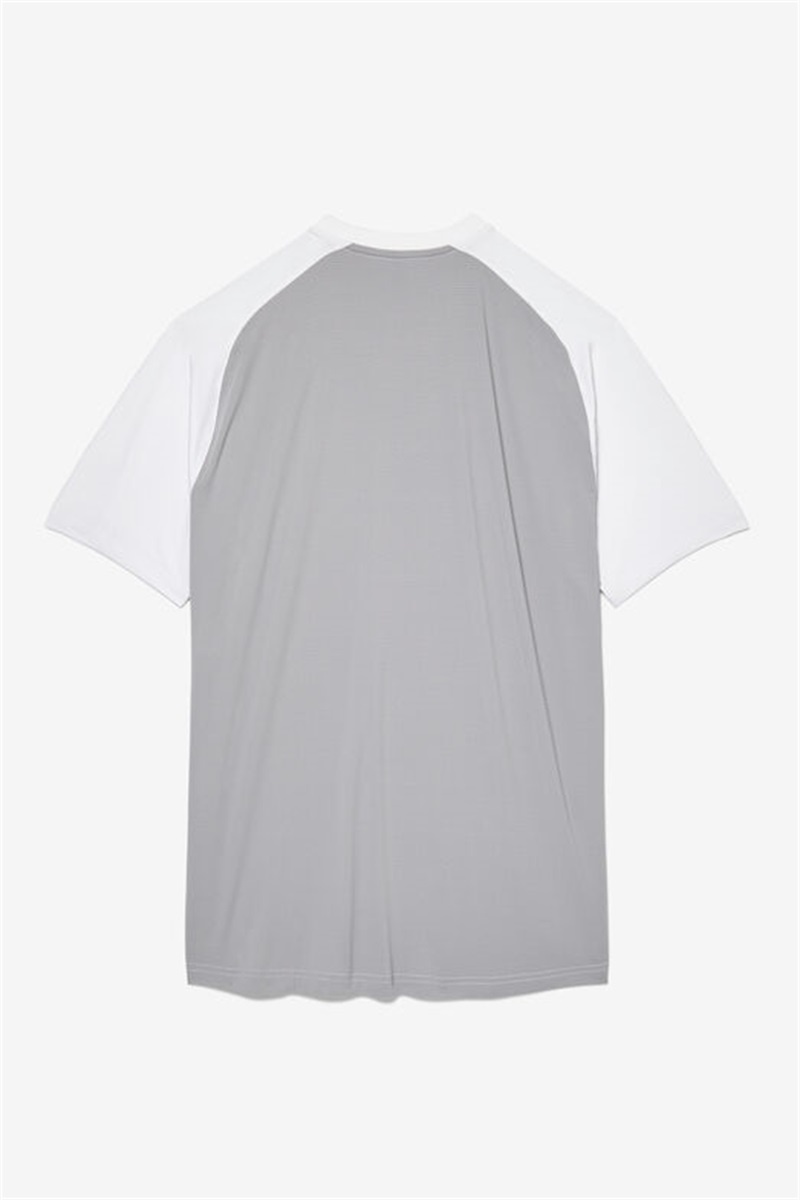 White / Silver Men's Fila Backspin Short Sleeve Crew Shirts | Saudi Arabia-748259