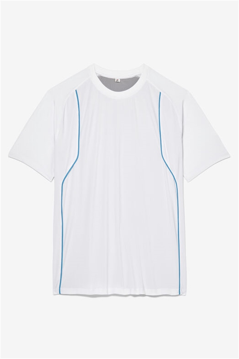 White / Silver Men\'s Fila Backspin Short Sleeve Crew Shirts | Saudi Arabia-748259