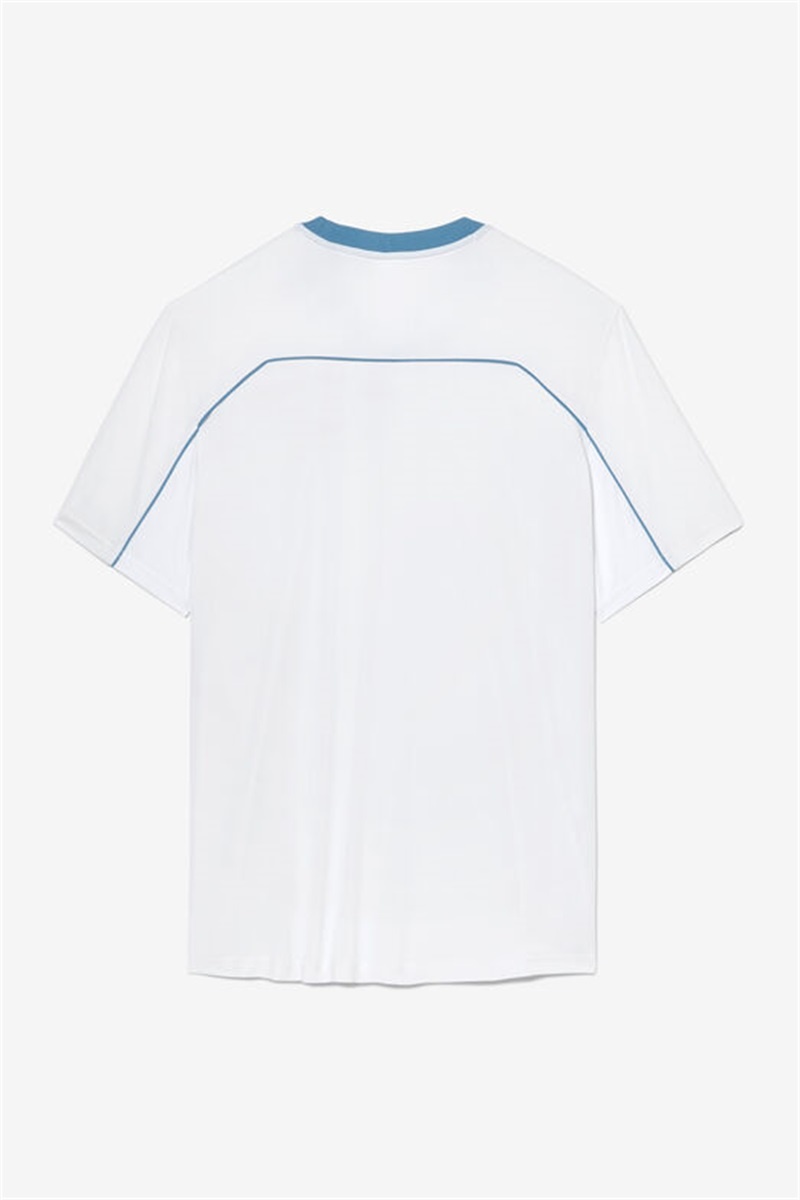 White / Silver Men's Fila Backspin Short Sleeve Tops | Saudi Arabia-936147