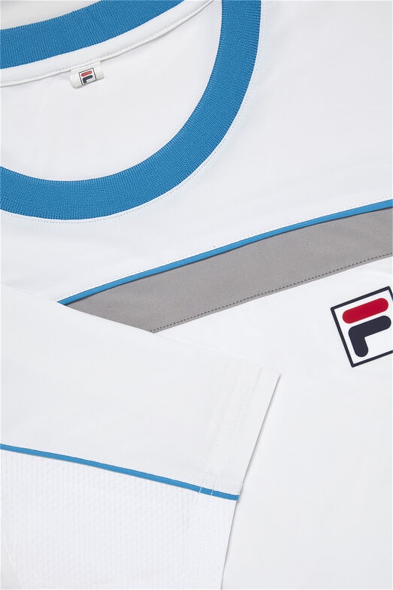 White / Silver Men's Fila Backspin Short Sleeve Tops | Saudi Arabia-936147